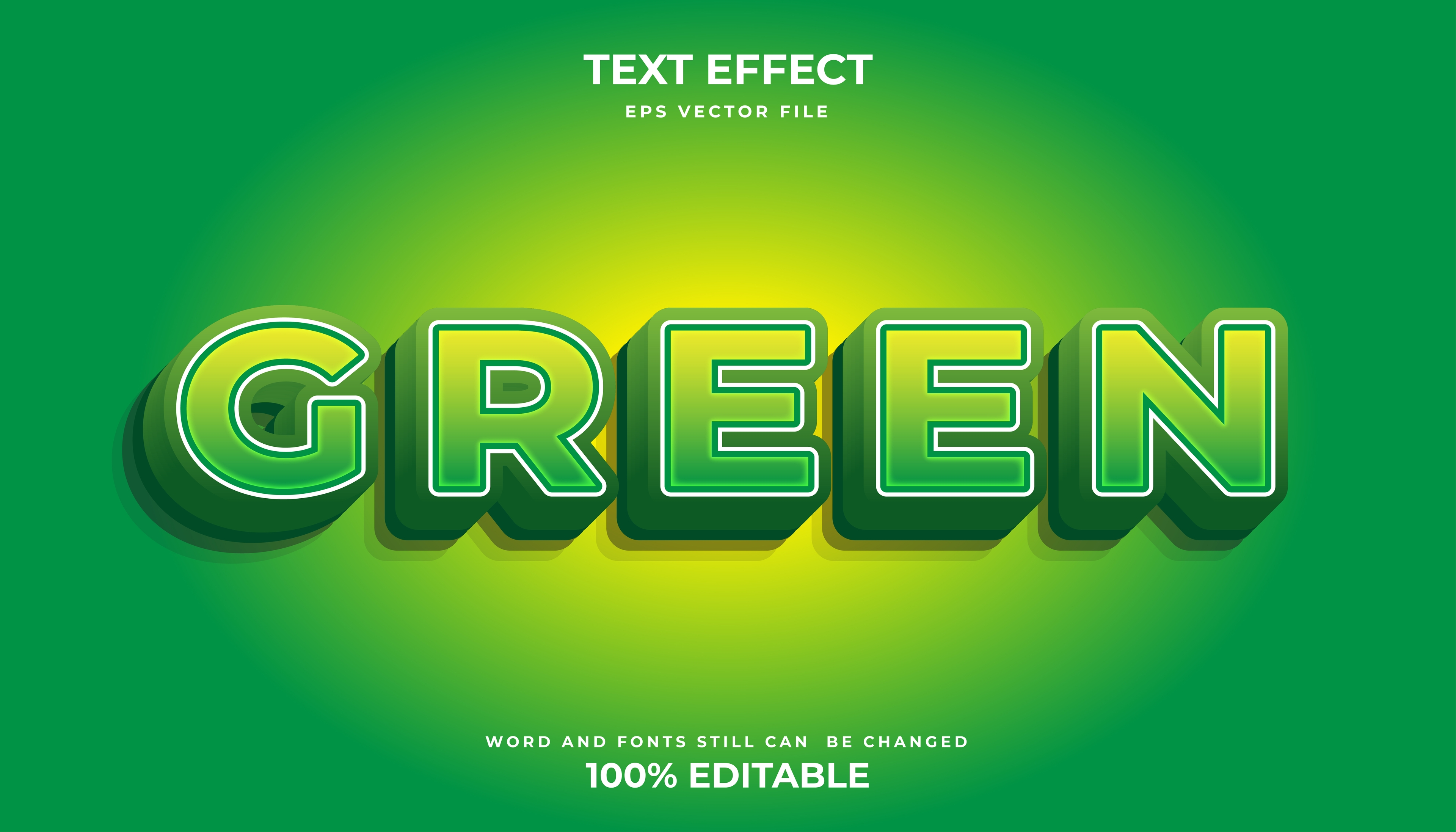 Text Effect Green Yellow Style